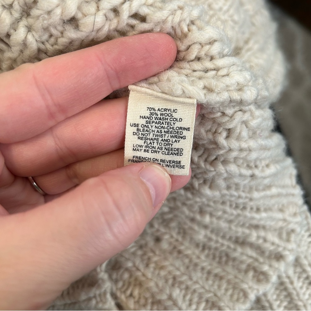 Anthropologie Cream Cable Knit Button-Front Cardigan - Picture 6 of 6